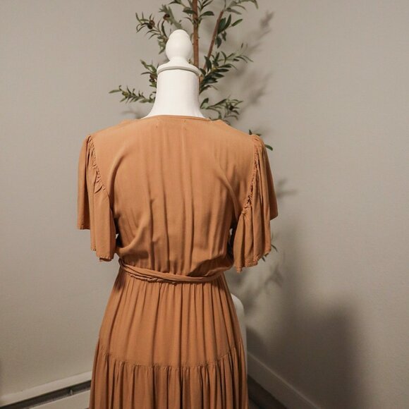 "Petal & Pup" Tan Flowy Dress Barker Dress Small - Picture 5 of 8